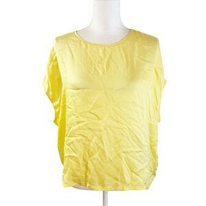 Ruti Womens Silk Linen Blend Womens Size XS/S Oversized Yellow White Boxy